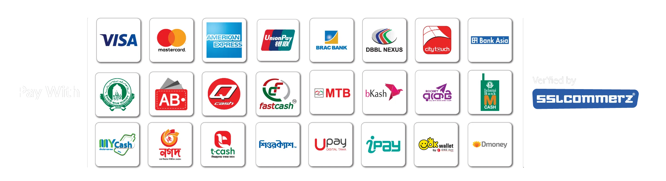Payment methods we accept
